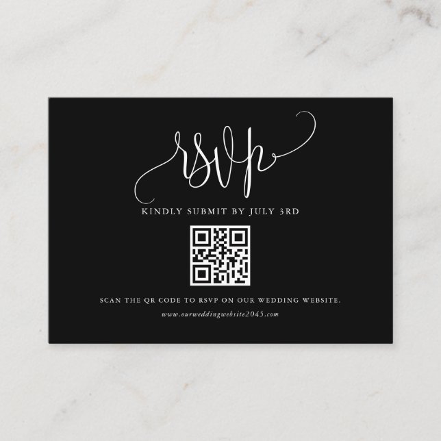 Hübsche Kalligrafie Script Black QR Code UAWG Begleitkarte (Vorderseite)