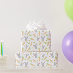 Hübsche Kaninchen und Karotten Ostergeschenk Geschenkpapier