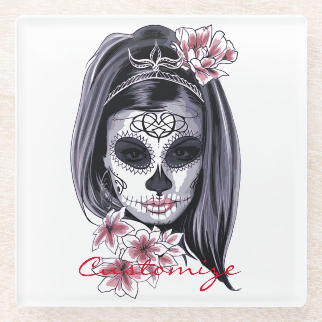 Hübsche Karnevalmaske Glasuntersetzer (Vorderseite)