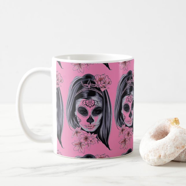 Hübsche Karnevalmaske Kaffeetasse (Mit Donut)