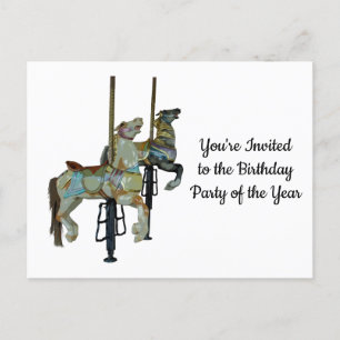Hübsche Karussellpferde zum Geburtstag Karussell Postkarte