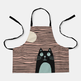 Hübsche Katze, die auf den Mond schaut Schürze