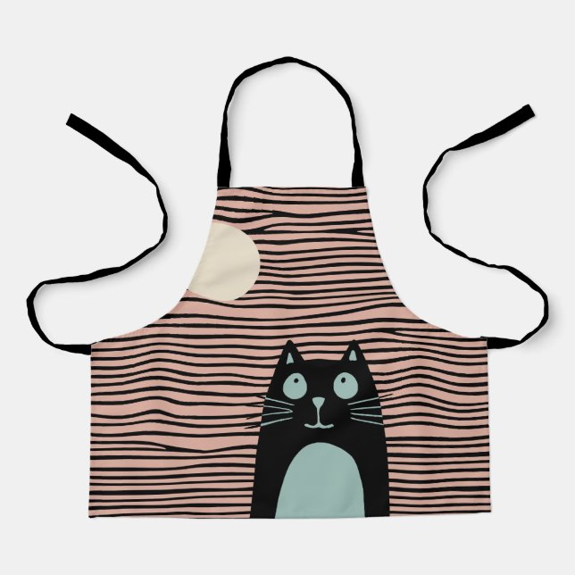 Hübsche Katze, die auf den Mond schaut Schürze (Vorderseite)
