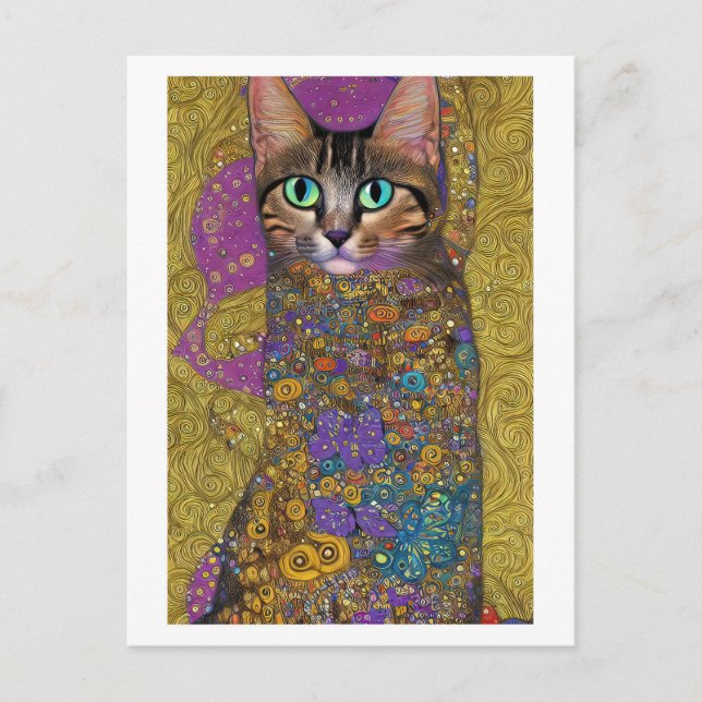 Hübsche Katze - im Stil von Klimt Postkarte (Vorderseite)
