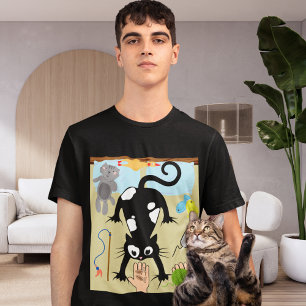 Hübsche Katze mit Bett, Katzenspielzeug, Snacks Br T-Shirt