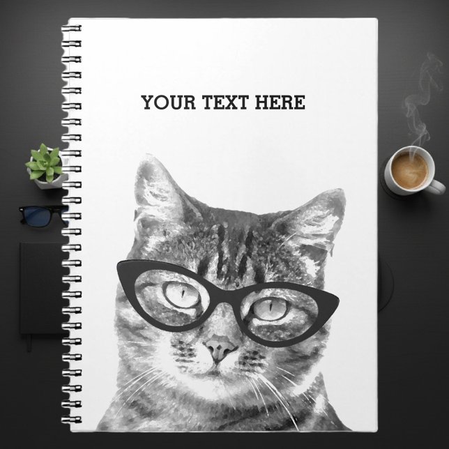 Hübsche Katze mit Brille Foto Notebook Design Notizblock (cat notebook)