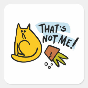 Hübsche Katze und ein gestürzter Blume Quadratischer Aufkleber