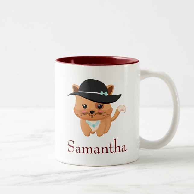 Hübsche Katze Zweifarbige Tasse (Rechts)