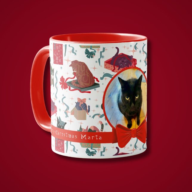 Hübsche Katzen in Weihnachtskästen Personalisiert Tasse (Von Creator hochgeladen)