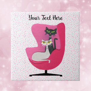 Hübsche Katzen Mid Century Rosa Sessel Punkte Fliese