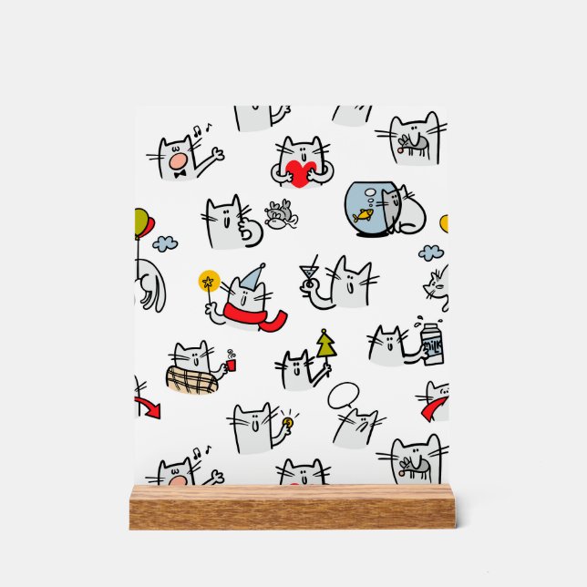 Hübsche Katzen, Milch und Magie. Acrylschild (Vorderseite)