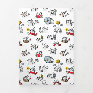 Hübsche Katzen, Milch und Magie. Dreifach Gefaltete Einladung