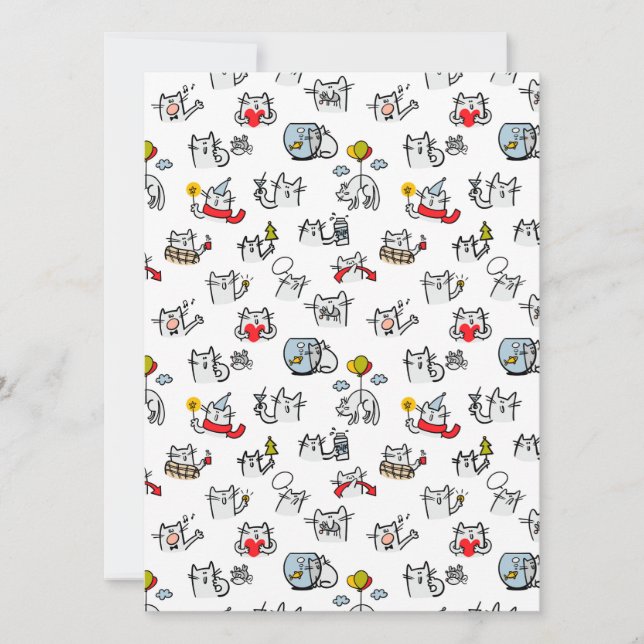 Hübsche Katzen, Milch und Magie. Feiertagskarte (Vorderseite)