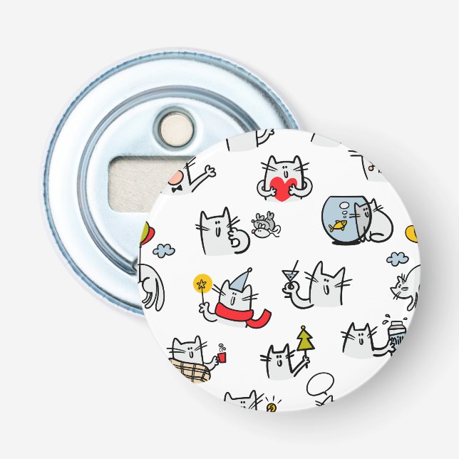 Hübsche Katzen, Milch und Magie. Flaschenöffner (Vorderseite)
