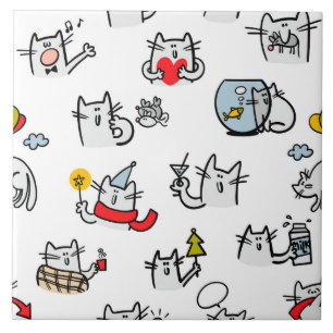 Hübsche Katzen, Milch und Magie. Fliese