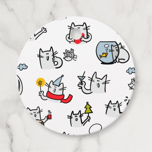Hübsche Katzen, Milch und Magie. Geschenkanhänger (Vorderseite)