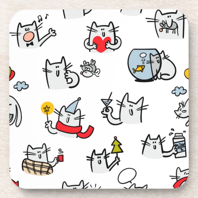 Hübsche Katzen, Milch und Magie. Getränkeuntersetzer (Vorderseite)