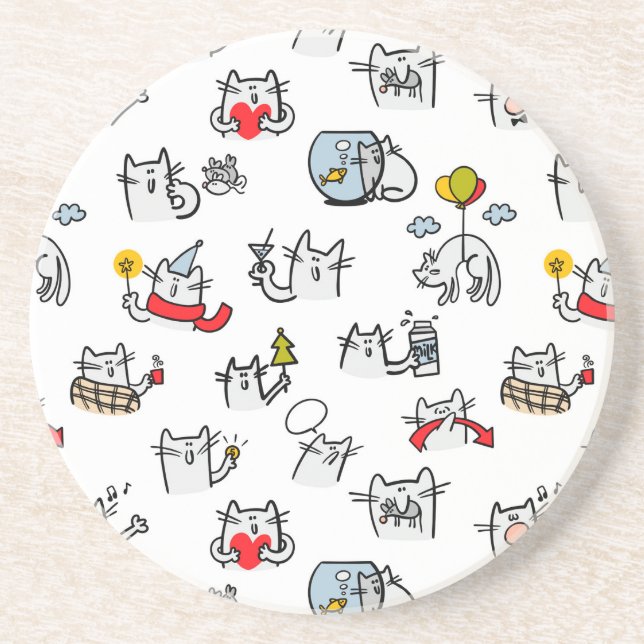Hübsche Katzen, Milch und Magie. Getränkeuntersetzer (Vorne)