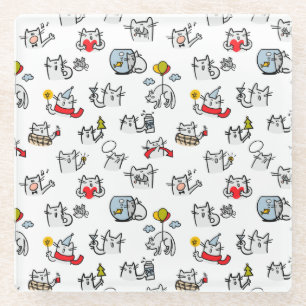 Hübsche Katzen, Milch und Magie. Glasuntersetzer