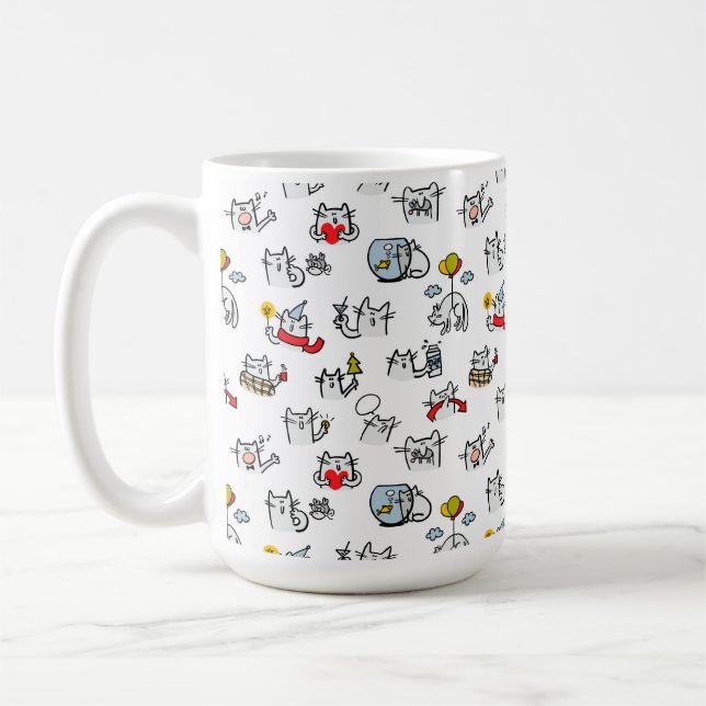 Hübsche Katzen, Milch und Magie. Kaffeetasse (Links)