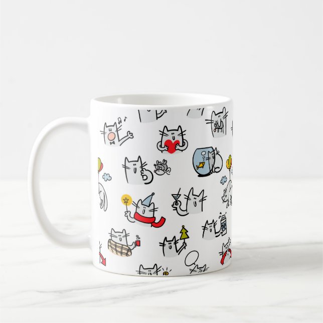 Hübsche Katzen, Milch und Magie. Kaffeetasse (Links)