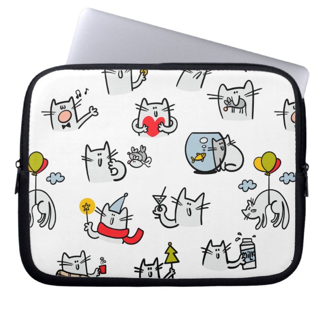 Hübsche Katzen, Milch und Magie. Laptopschutzhülle (Vorderseite)