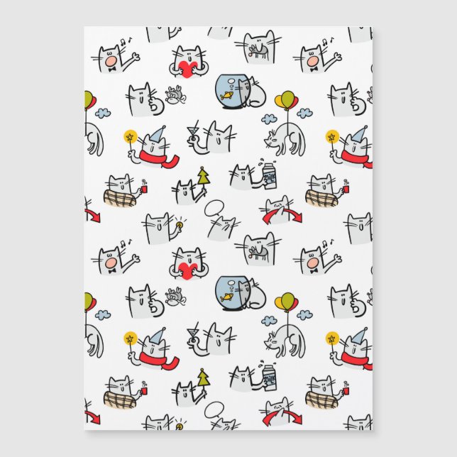 Hübsche Katzen, Milch und Magie. Magneteinladung (Vorderseite)