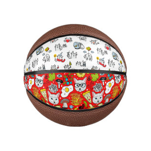 Hübsche Katzen, Milch und Magie. Mini Basketball