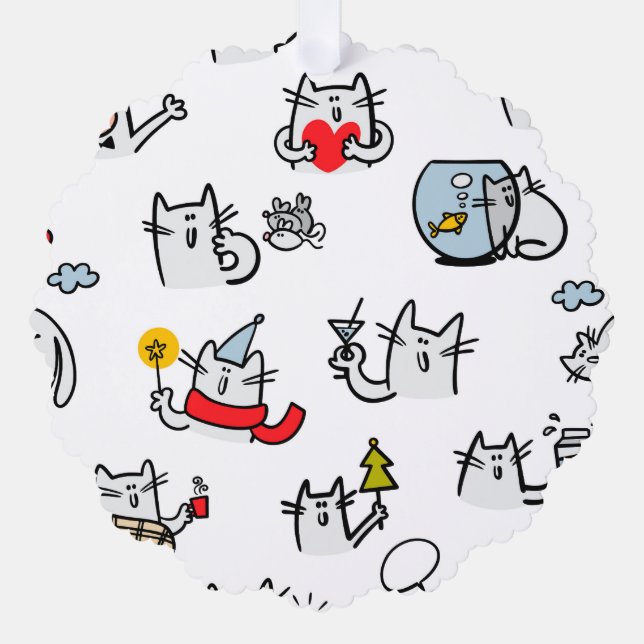 Hübsche Katzen, Milch und Magie. Ornament Karte (Vorderseite)