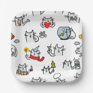 Hübsche Katzen, Milch und Magie. Pappteller