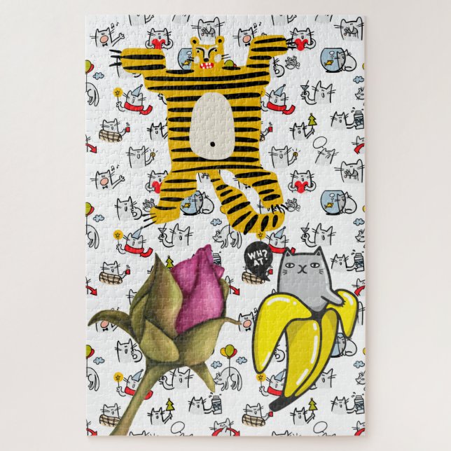 Hübsche Katzen, Milch und Magie. Puzzle (Vertikal)