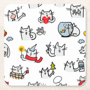 Hübsche Katzen, Milch und Magie. Rechteckiger Pappuntersetzer