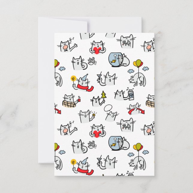 Hübsche Katzen, Milch und Magie. RSVP Karte (Vorderseite)