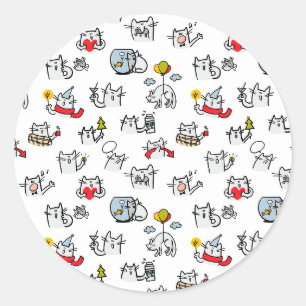 Hübsche Katzen, Milch und Magie. Runder Aufkleber