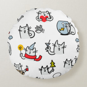 Hübsche Katzen, Milch und Magie Rundes Kissen