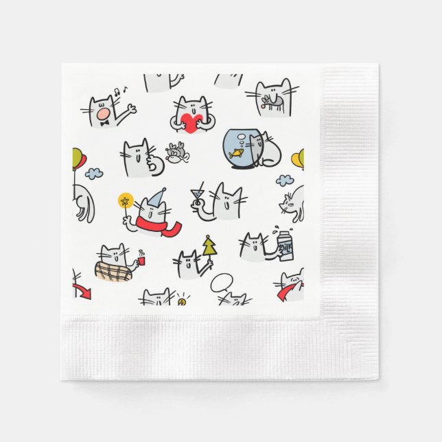 Hübsche Katzen, Milch und Magie. Serviette (Vorderseite)