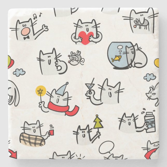 Hübsche Katzen, Milch und Magie. Steinuntersetzer (Vorderseite)