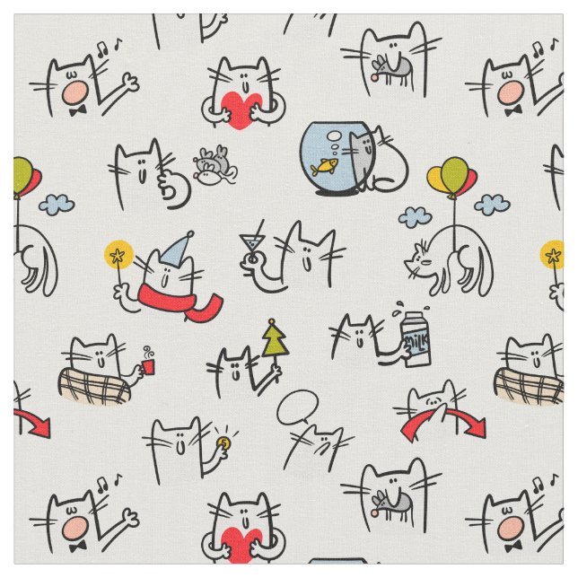Hübsche Katzen, Milch und Magie. Stoff (Nahaufnahme)