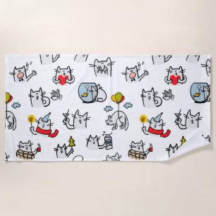 Hübsche Katzen, Milch und Magie. Strandtuch
