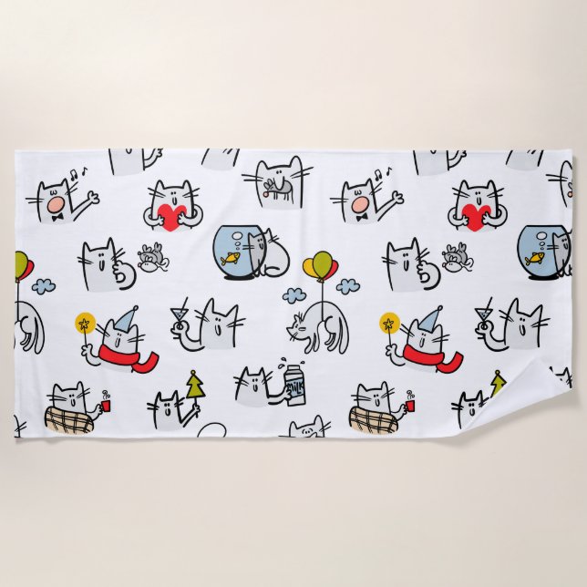 Hübsche Katzen, Milch und Magie. Strandtuch (Vorderseite)