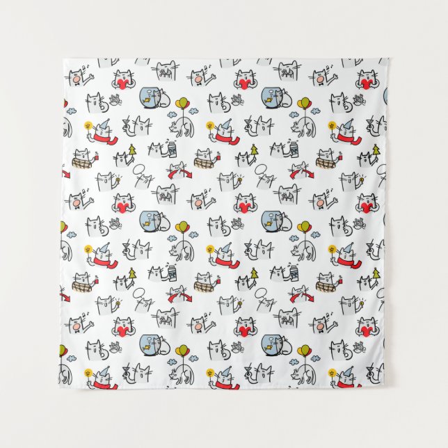 Hübsche Katzen, Milch und Magie. Wandteppich (Vorderseite)