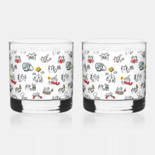 Hübsche Katzen, Milch und Magie. Whiskyglas
