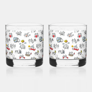Hübsche Katzen, Milch und Magie. Whiskyglas