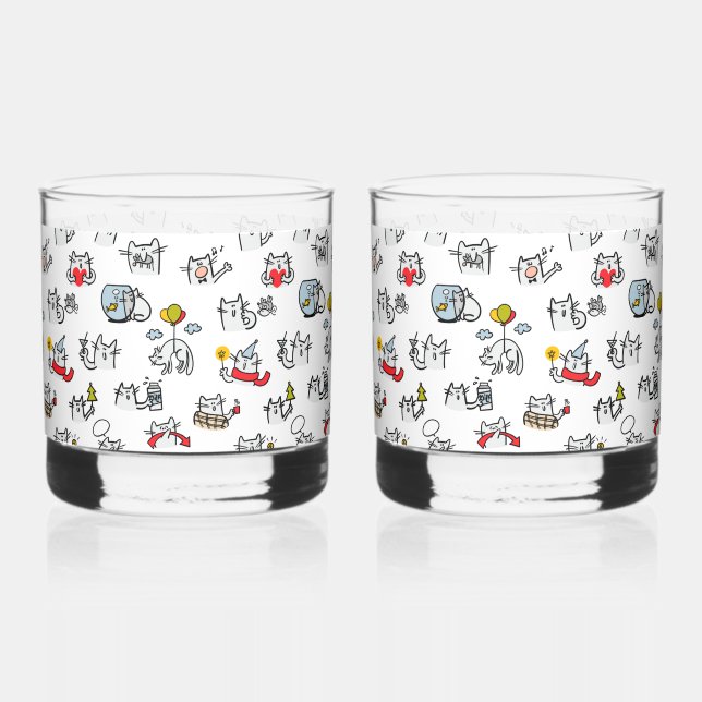Hübsche Katzen, Milch und Magie. Whiskyglas (Vorderseite)