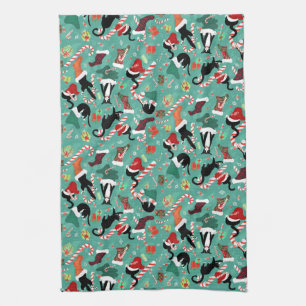 Hübsche Katzen und weihnachtliche Strumpf Geschirrtuch