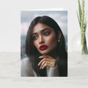 Hübsche kaukasische Frau weinen im Regen Karte