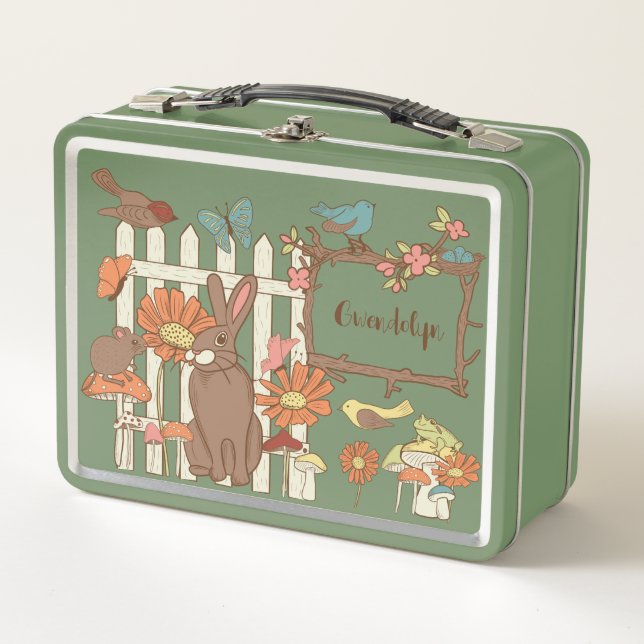 Hübsche Kernvögel und Tiere Personalisiert Metall Brotdose (Vorderseite)