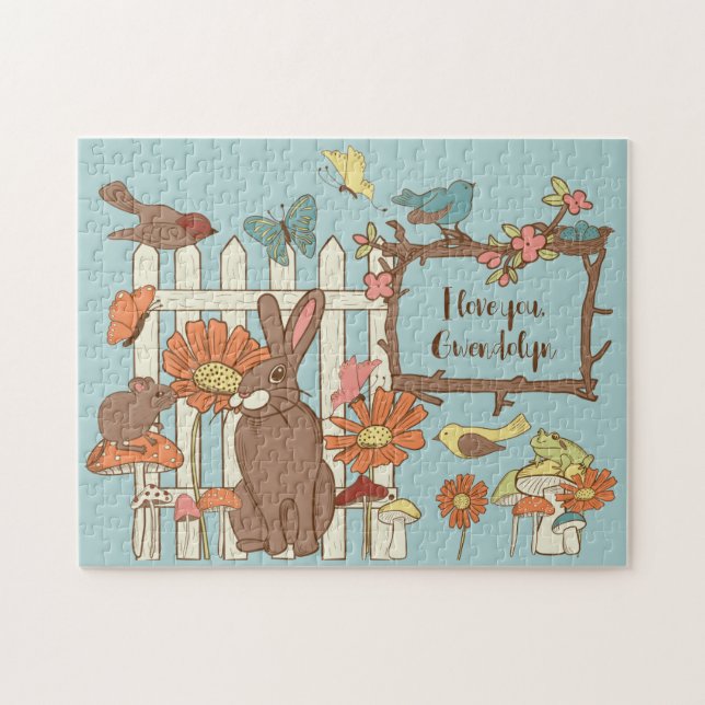 Hübsche Kernvögel und Tiere Personalisiert Puzzle (Horizontal)