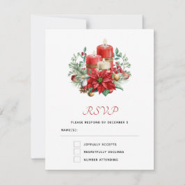 Hübsche Kerzen und Poinsettia Bouquet RSVP Karte