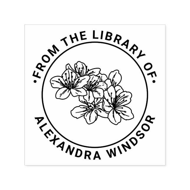 Hübsche Kirschblüten-Bibliotheksbuch Name Permastempel (Design)